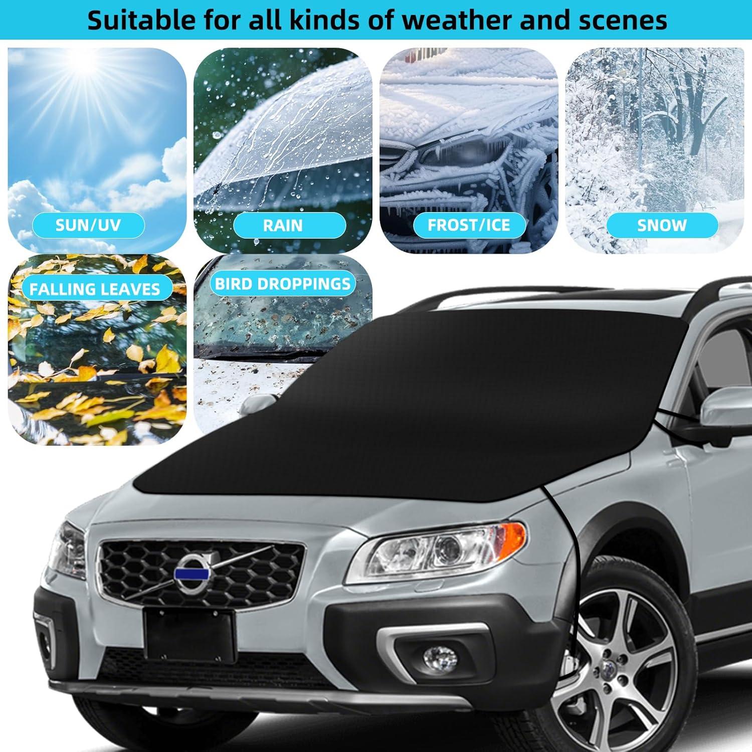 Frontscheibenabdeckung Auto Winter, 600D Oxford, Faltbar, Schnee Frost Sonne Staub SUV