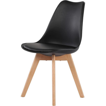 Rechteckiges Esszimmer-Set mit 6 Stühlen | Weißer Tisch + Schwarz