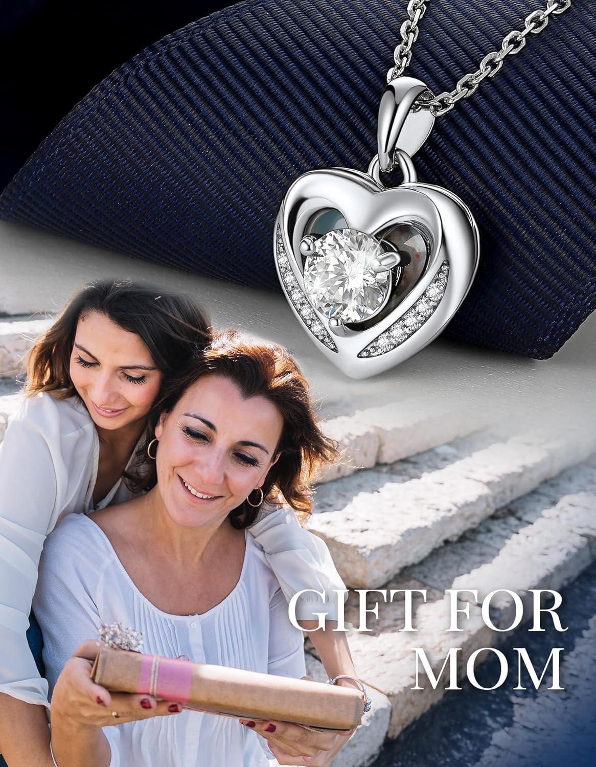 Fotoanhänger Halskette Damen 1 Karat Moissanite Silber 925 Herz VVS1 D_half