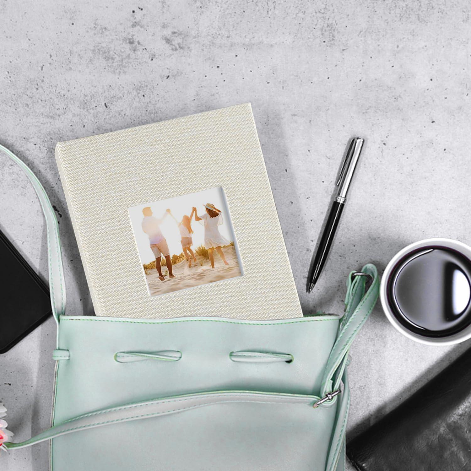 Mini Fotoalbum 10x15cm 2 Pack Leinen Buch 52 Taschen Beige