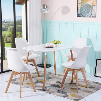 Rechteckiges Esszimmer-Set weiß mit 4 Stühlen