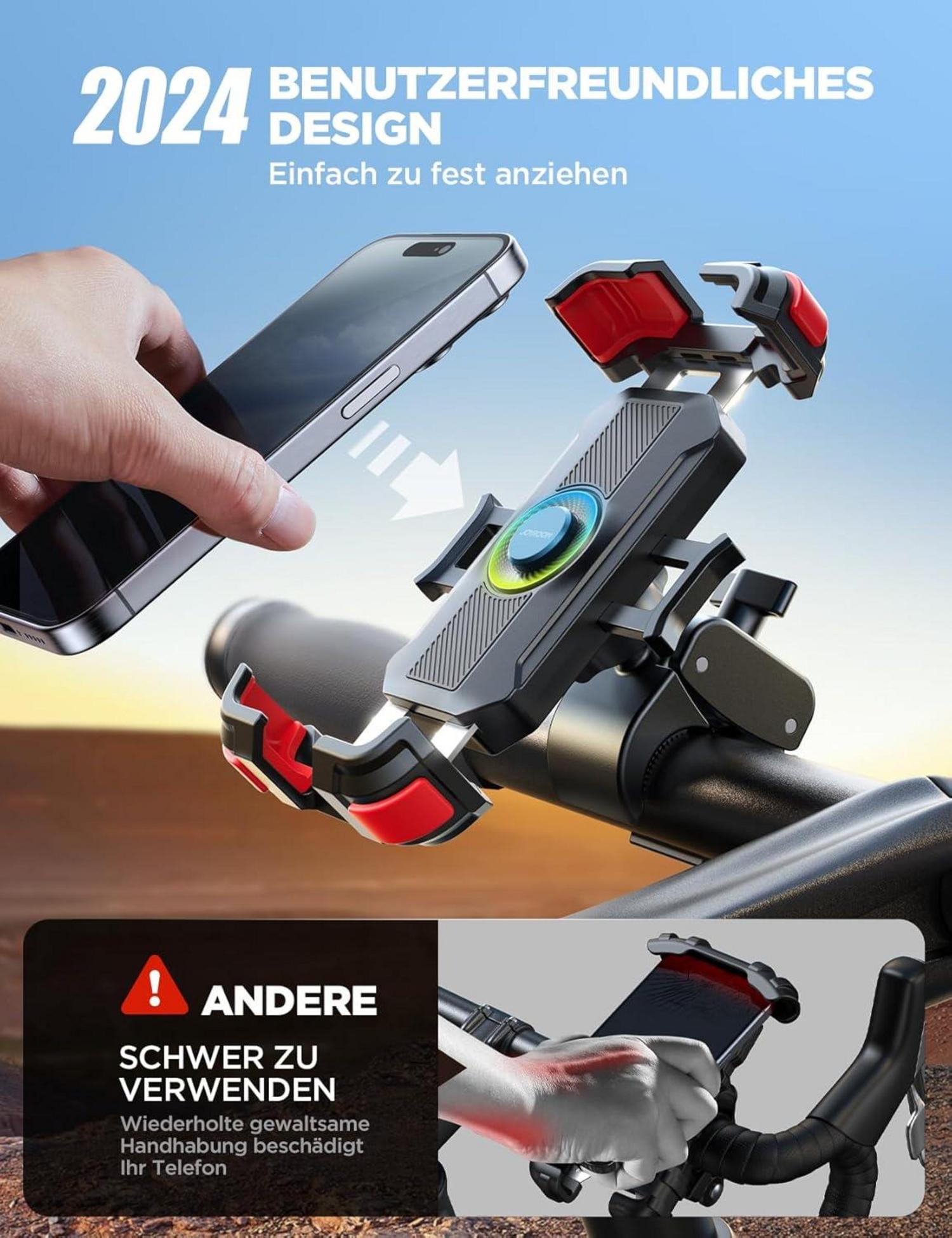 JOYROOM Handyhalterung Fahrrad – Metall-Spurstange Stoßfest