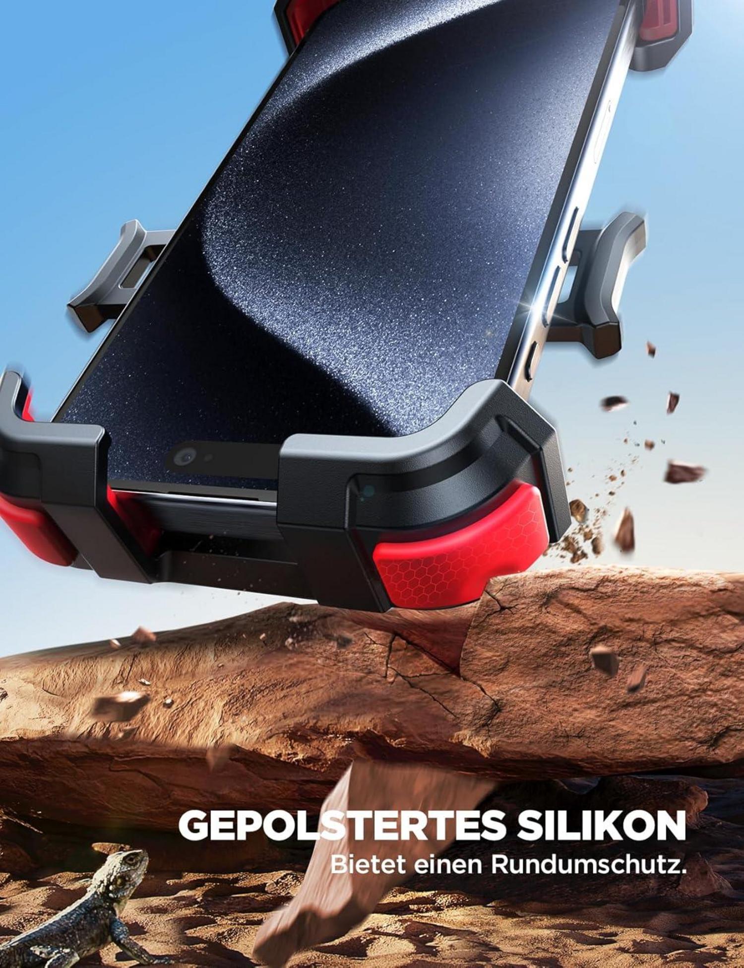 JOYROOM Handyhalterung Fahrrad Metall Lenker Universal für iPhone Samsung Rot
