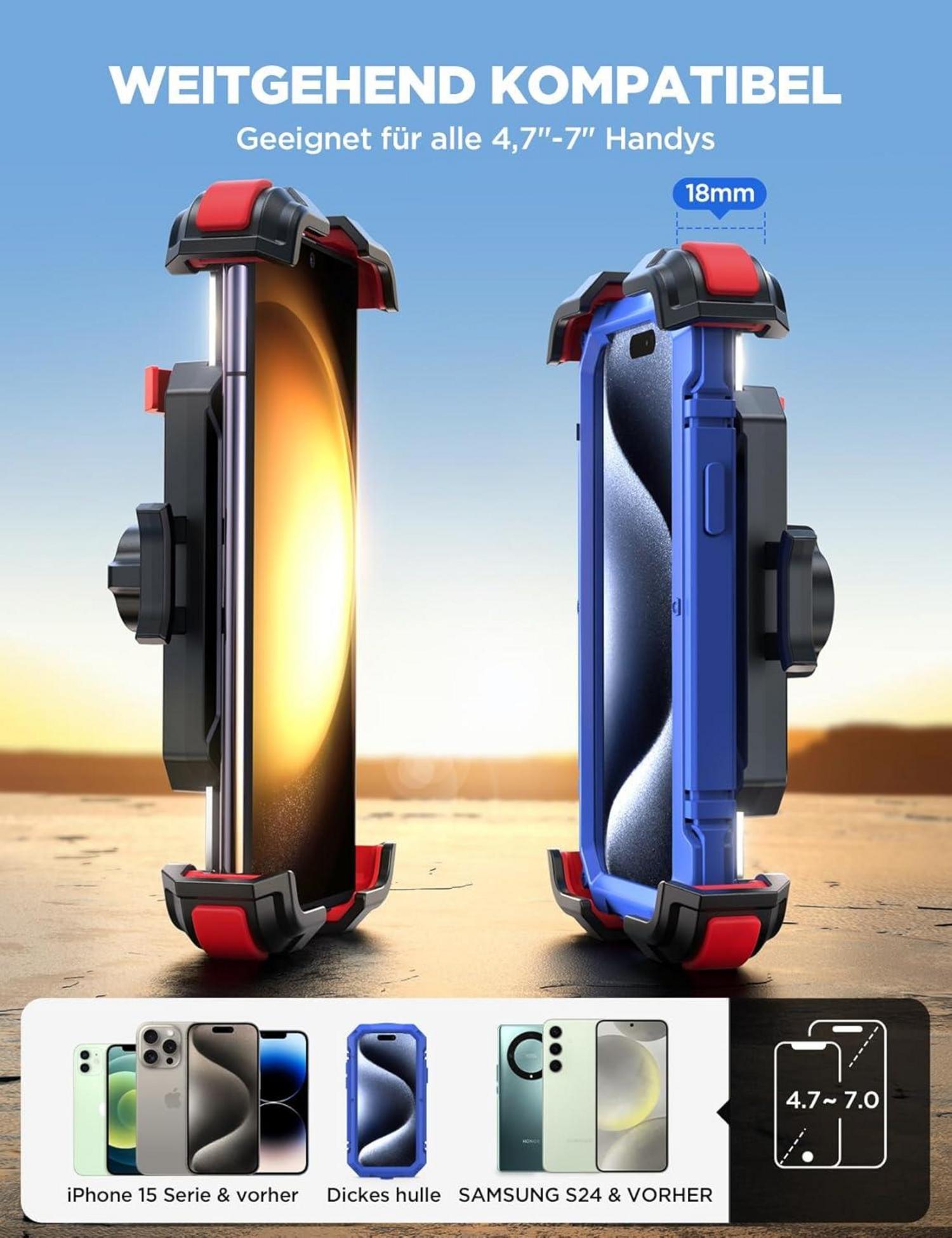 Handyhalterung Fahrrad Metall-Spurstange Stoßfest für iPhone Samsung