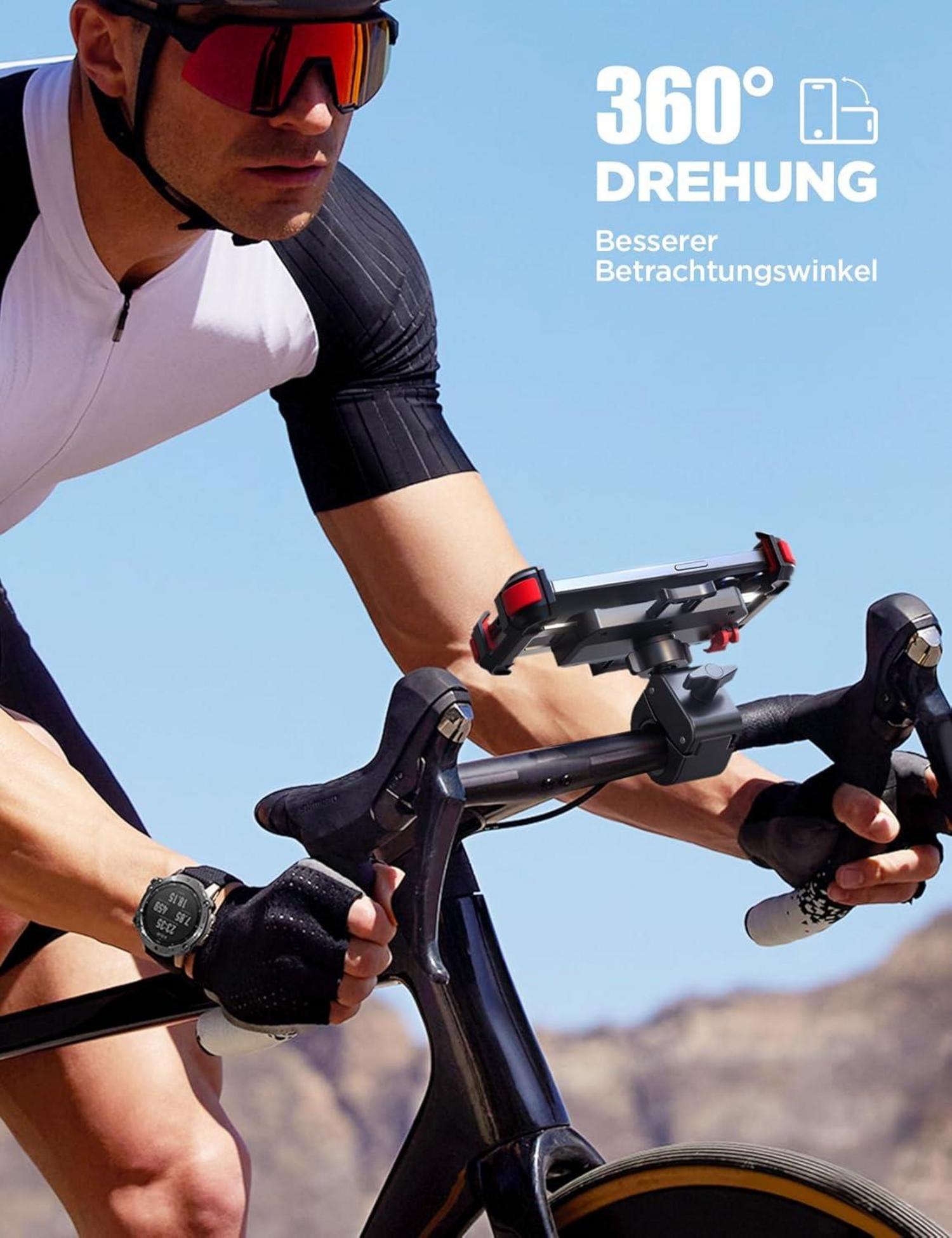 Fahrrad Handyhalterung Universal Lenker Halter iPhone Samsung 4,7-7 Rot
