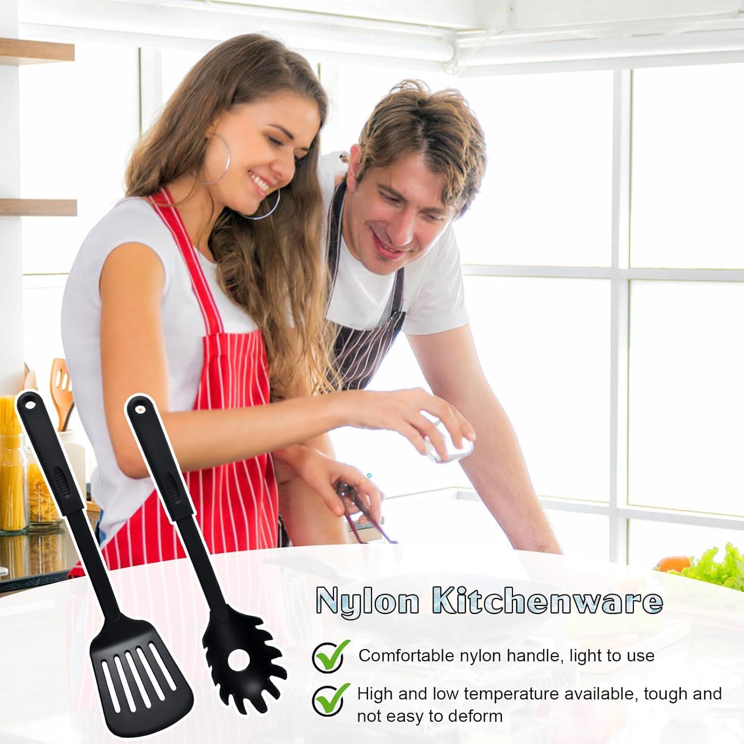 Anseom Nylon Küchenhelfer Set 7-teilig Schwarz Spülmaschinenfest