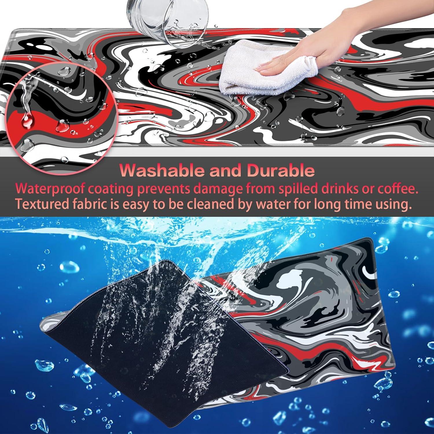 Großes Gaming Mauspad XL 800x300mm Vernähte Kanten Wasserdicht Anti-Rutsch