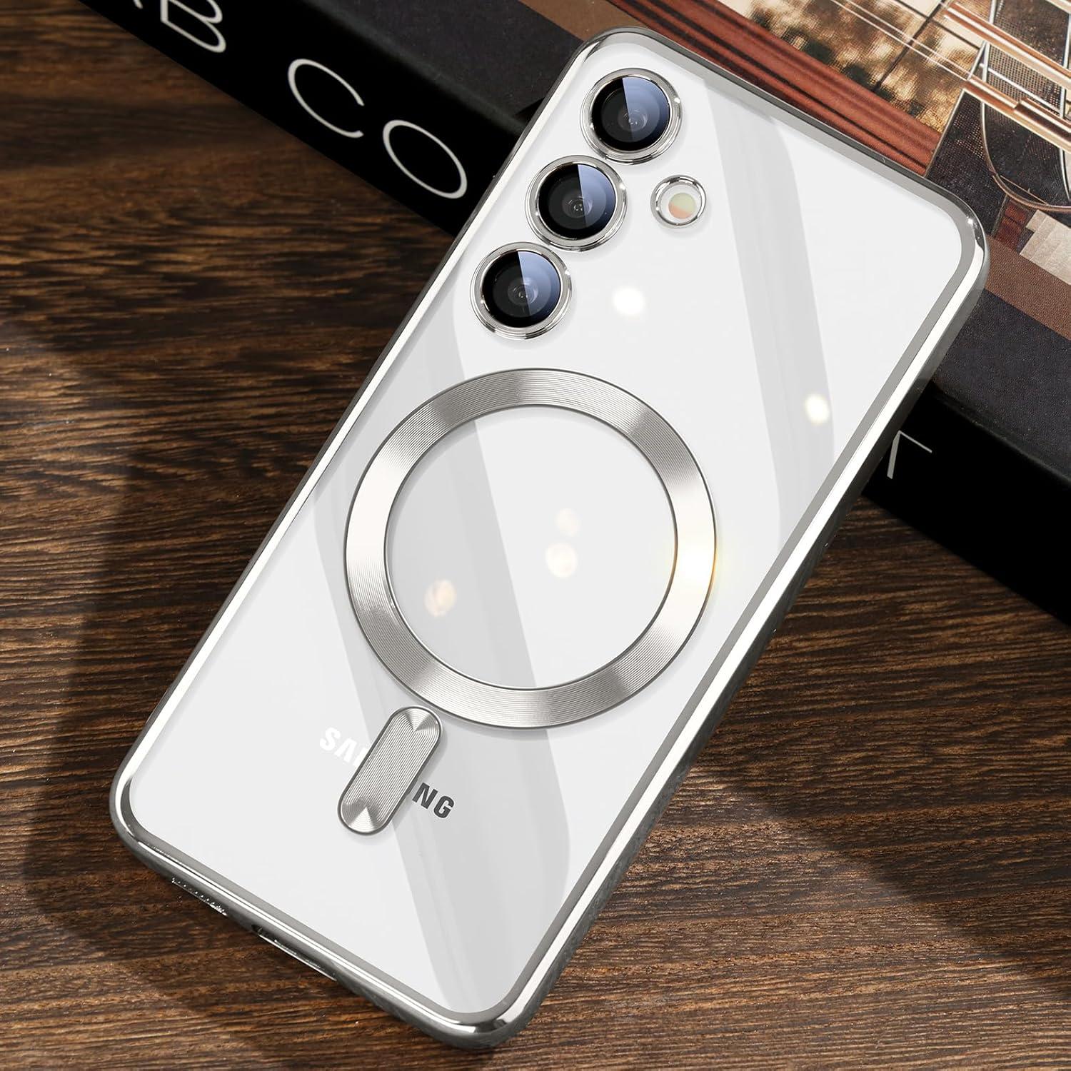 Transparente Samsung Galaxy S24 Hülle mit MagSafe und starken Magneten