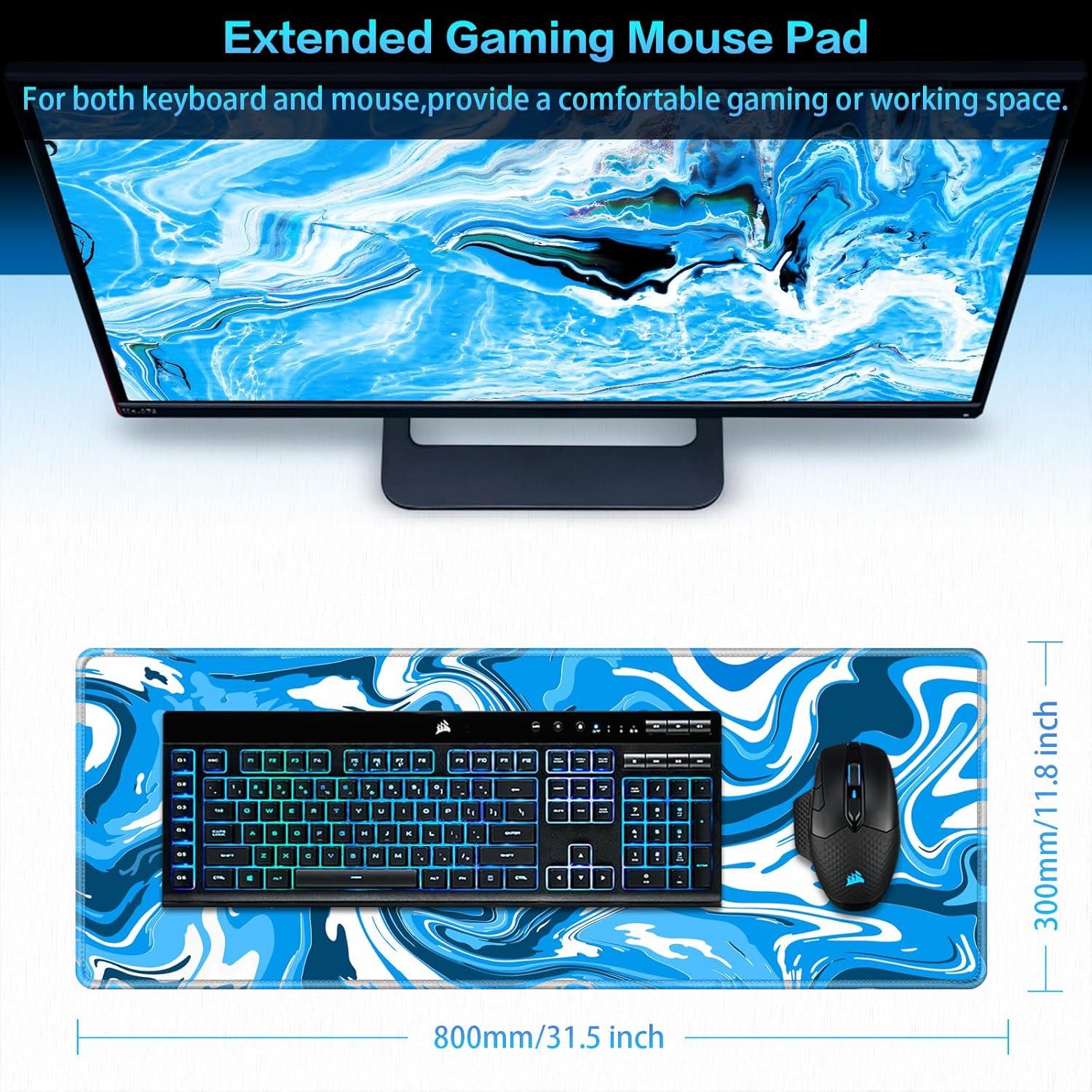 Gaming Mauspad XL 800x300mm Vernähte Kanten Wasserdicht