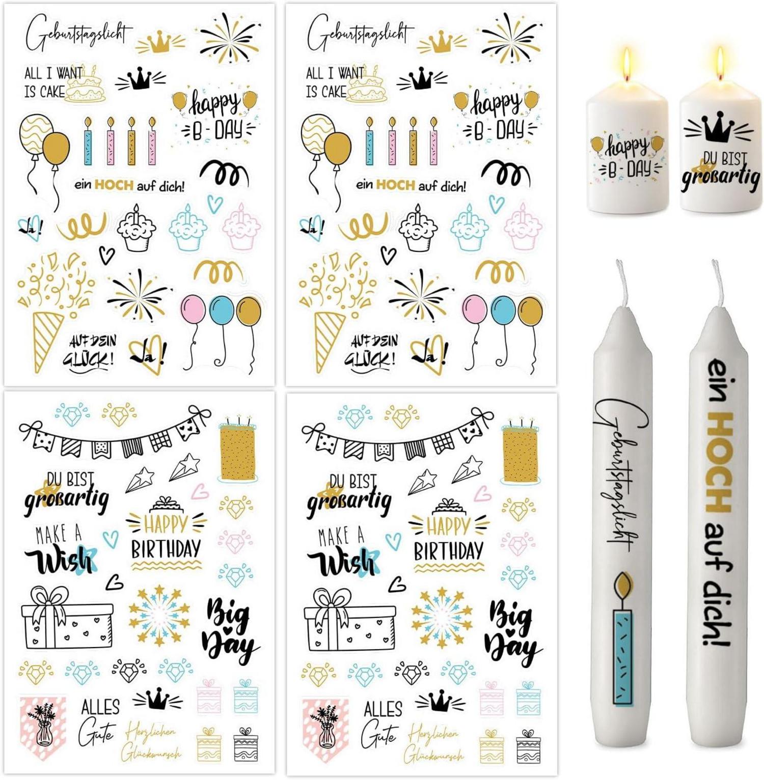 Kerzentattoos Geburtstag A5 Wasserschiebefolie Happy Birthday - 4