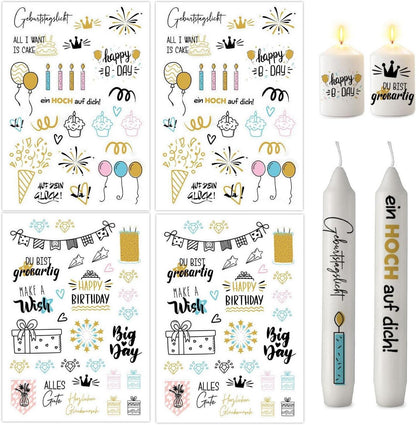 Kerzentattoos Geburtstag A5 Wasserschiebefolie Happy Birthday - 4