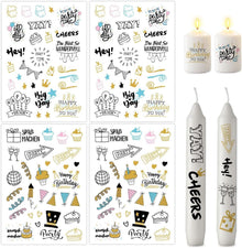 Kerzentattoos Happy Birthday 4er Set A5 für DIY Geschenke