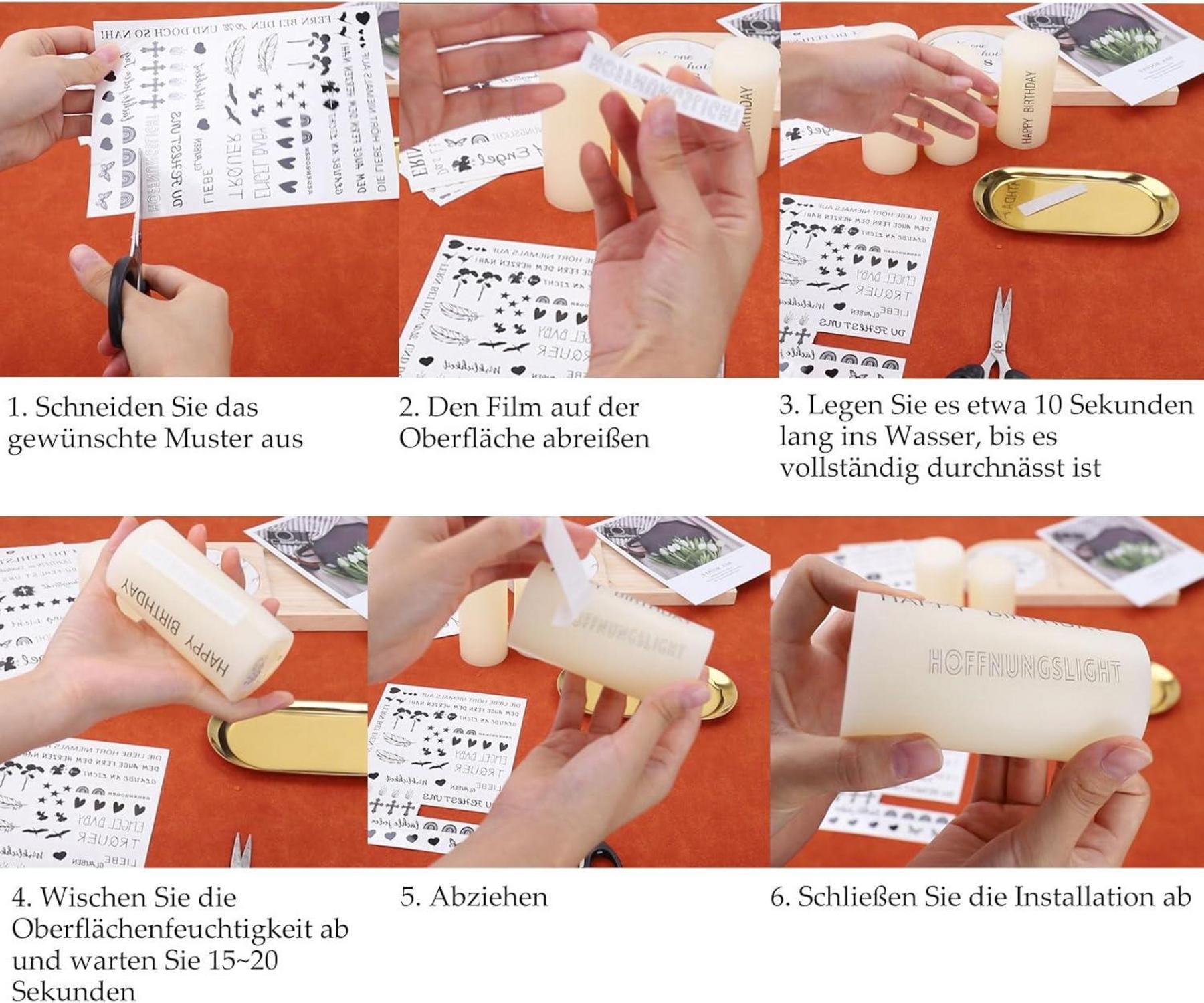 4 Stück Kerzentattoos A5 Geburtstag DIY Geschenk Happy Birthday