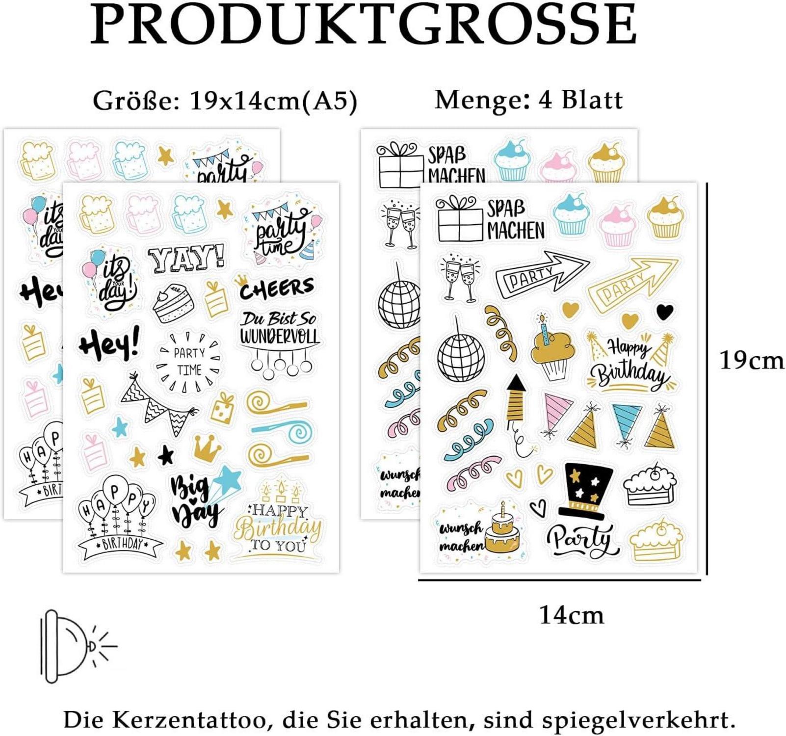 Kerzentattoos Geburtstag Wasserschiebefolie für DIY