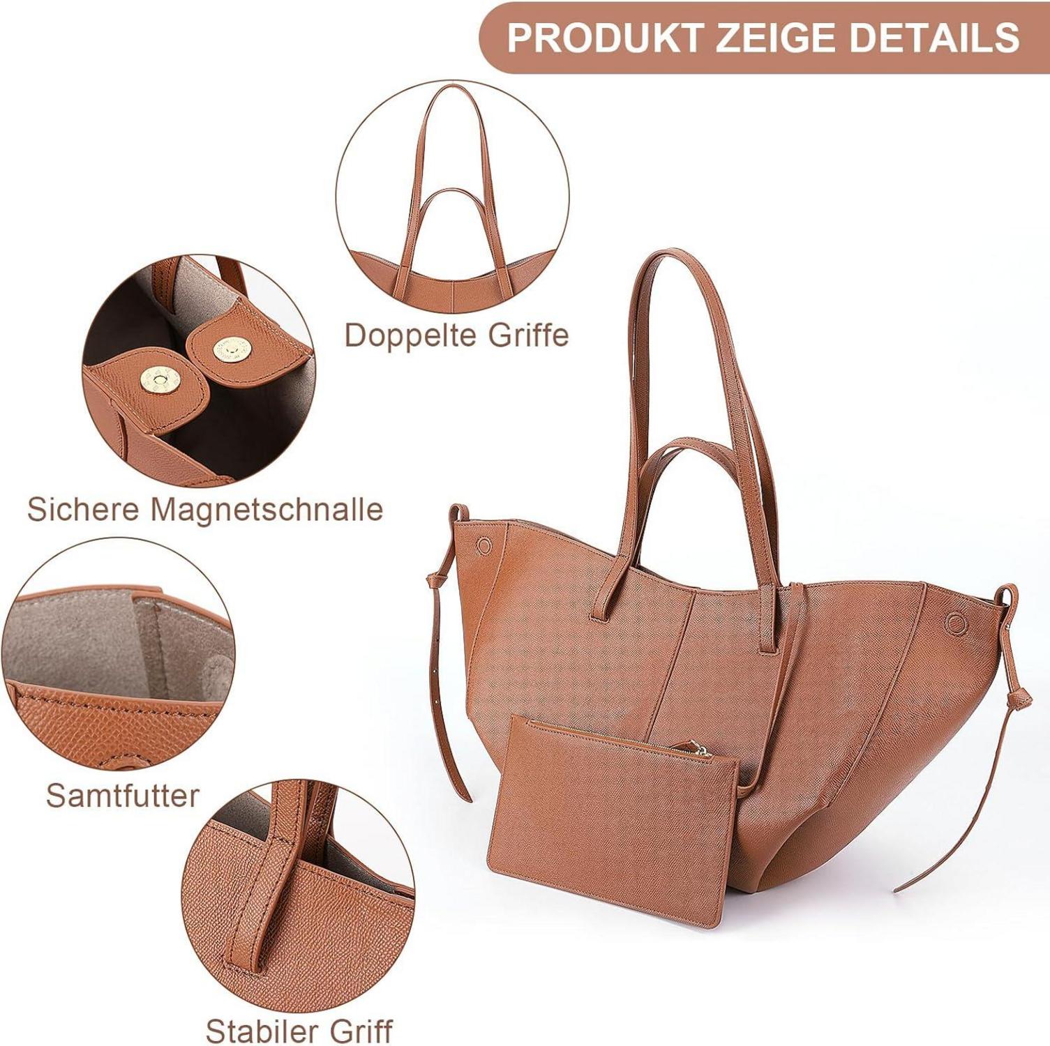 GSenhui Damen Tote Bag Handtasche Große PU Leder Henkeltasche Schwarz