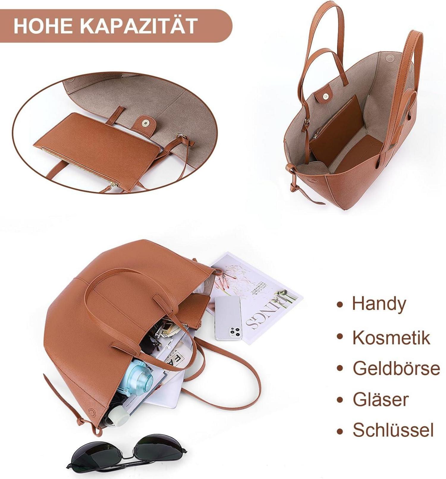 Große Damen Tote Bag Umhängetasche Handtasche PU Leder Schultertasche
