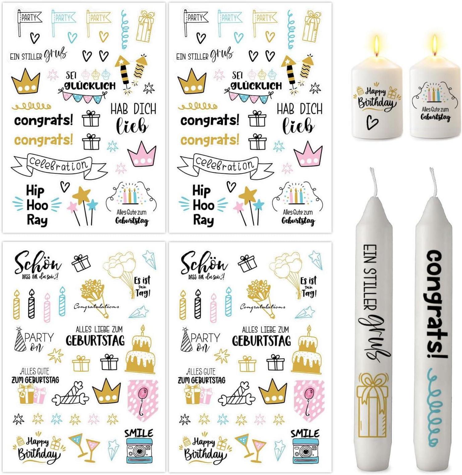 Kerzentattoos 4er Set A5 Geburtstag DIY Geschenk Happy Birthday