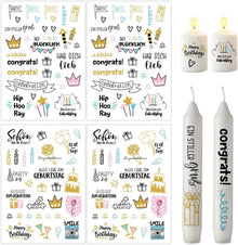 Kerzentattoos 4er Set A5 Geburtstag DIY Geschenk Happy Birthday