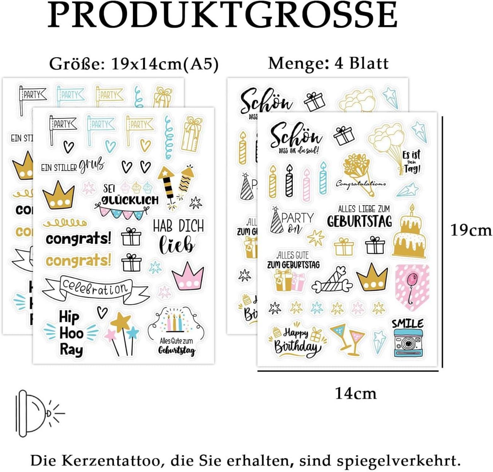 Kerzentattoos Geburtstag DIY Geschenk Wasserschiebefolie A5