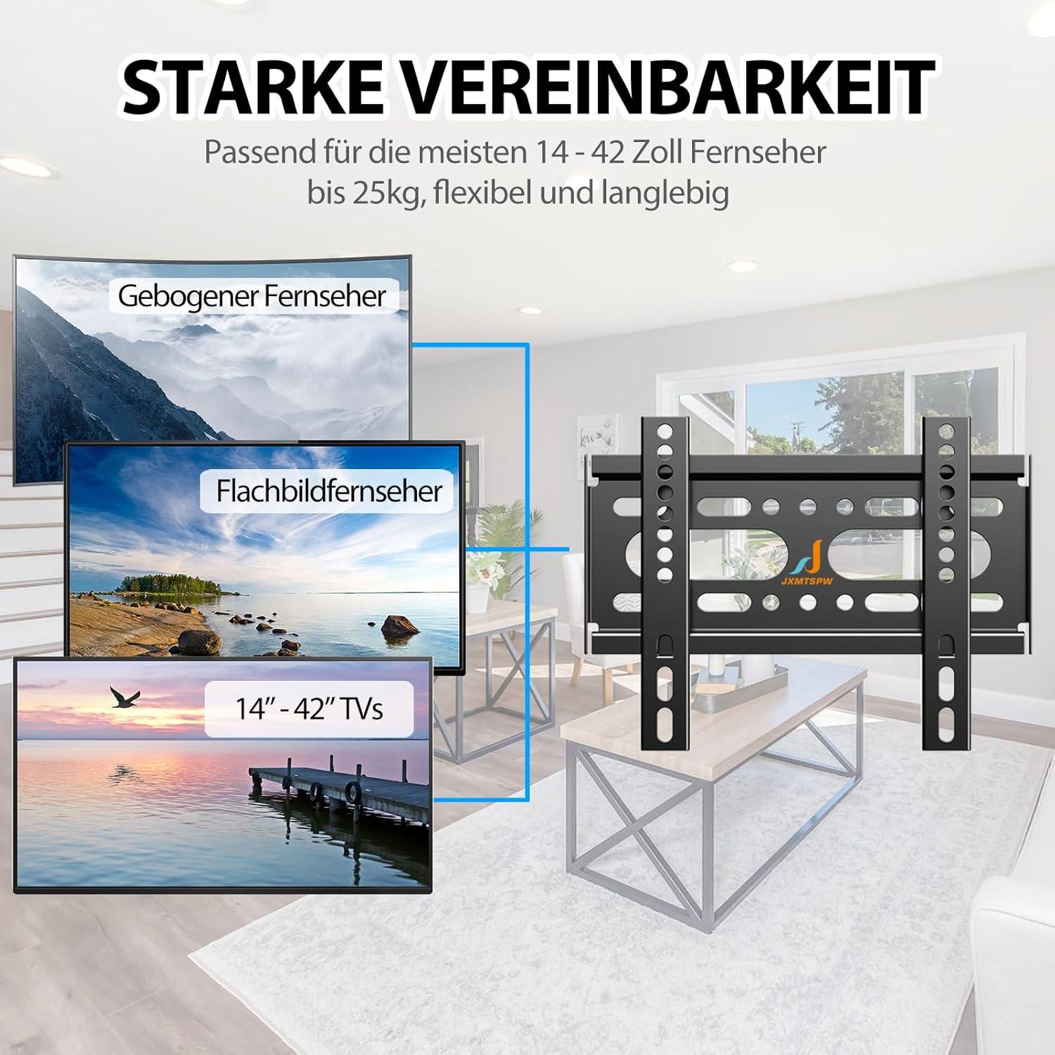 TV Wandhalterung 14-42 Zoll bis 25kg VESA 200×200 Ultra Dünn