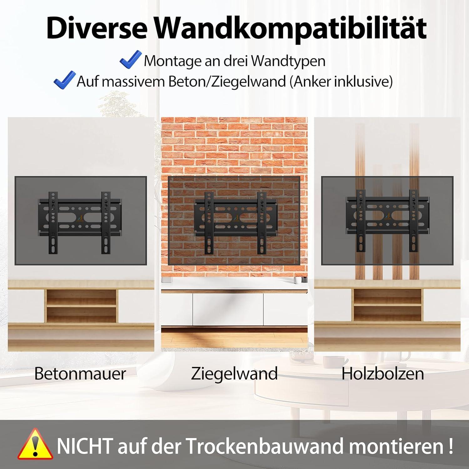 TV Wandhalterung für 14-42 Zoll TV bis 25kg VESA 200×200 Ultra Dünn