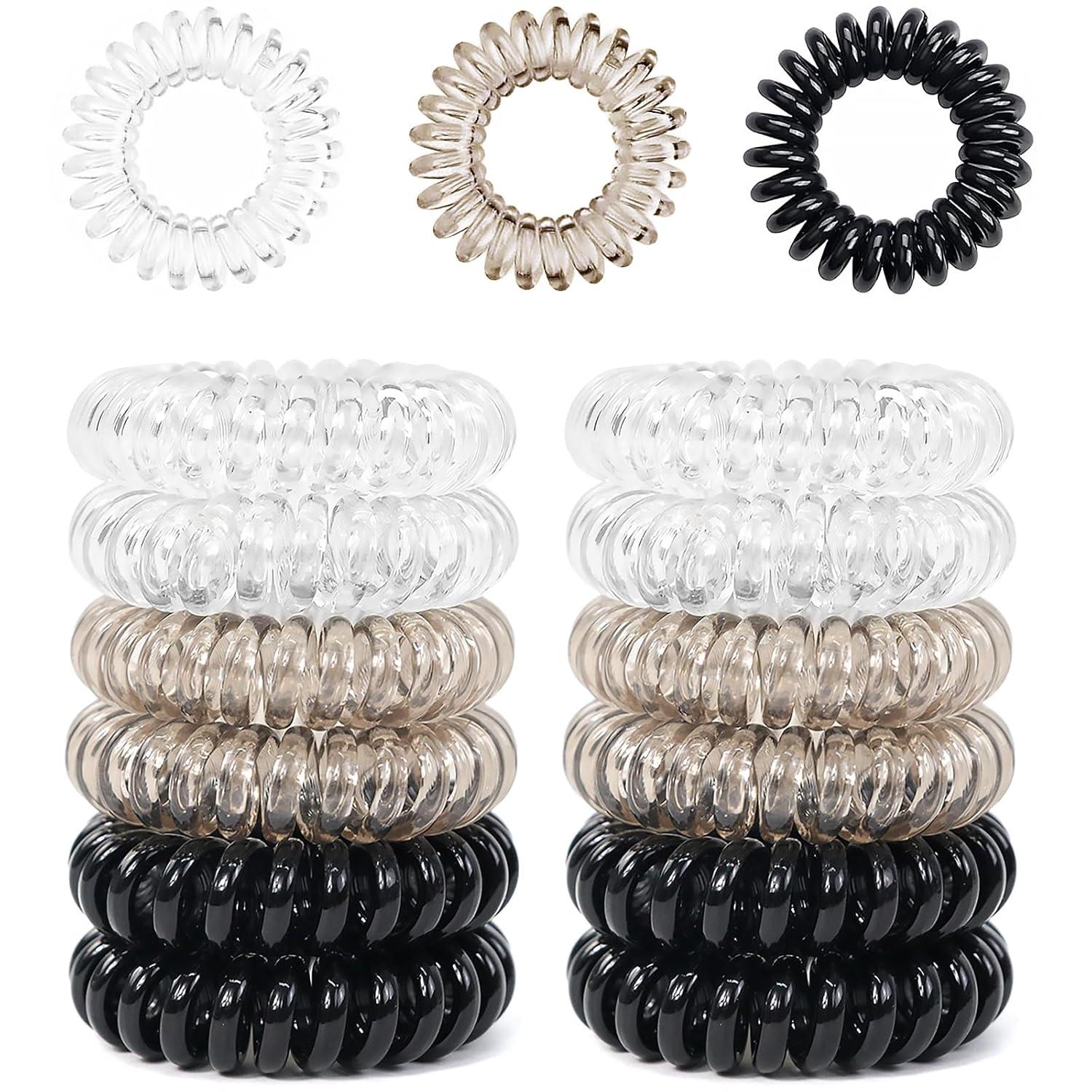 12er Set Spiral Haargummis Telefonkabel Elastisch Zopfgummi Haarband