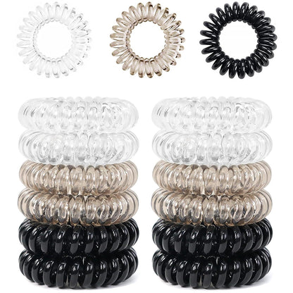 12er Set Spiral Haargummis Telefonkabel Elastisch Zopfgummi Haarband