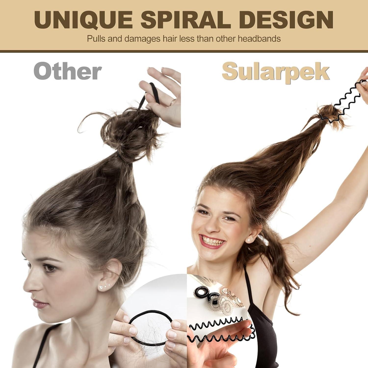 12 Stück Spiral Haargummis Telefonkabel für Damen, Elastische Zopfgummis