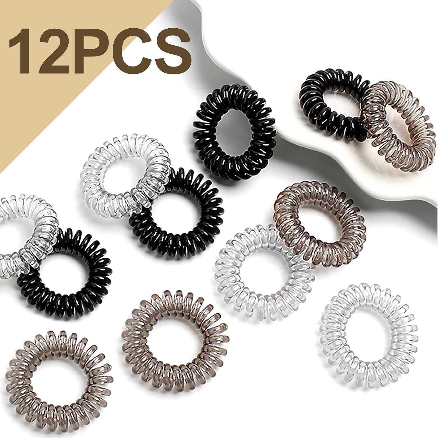 12er Set Spiral Telefonkabel Haargummis Damen Mädchen - Elastische Zopfgummis