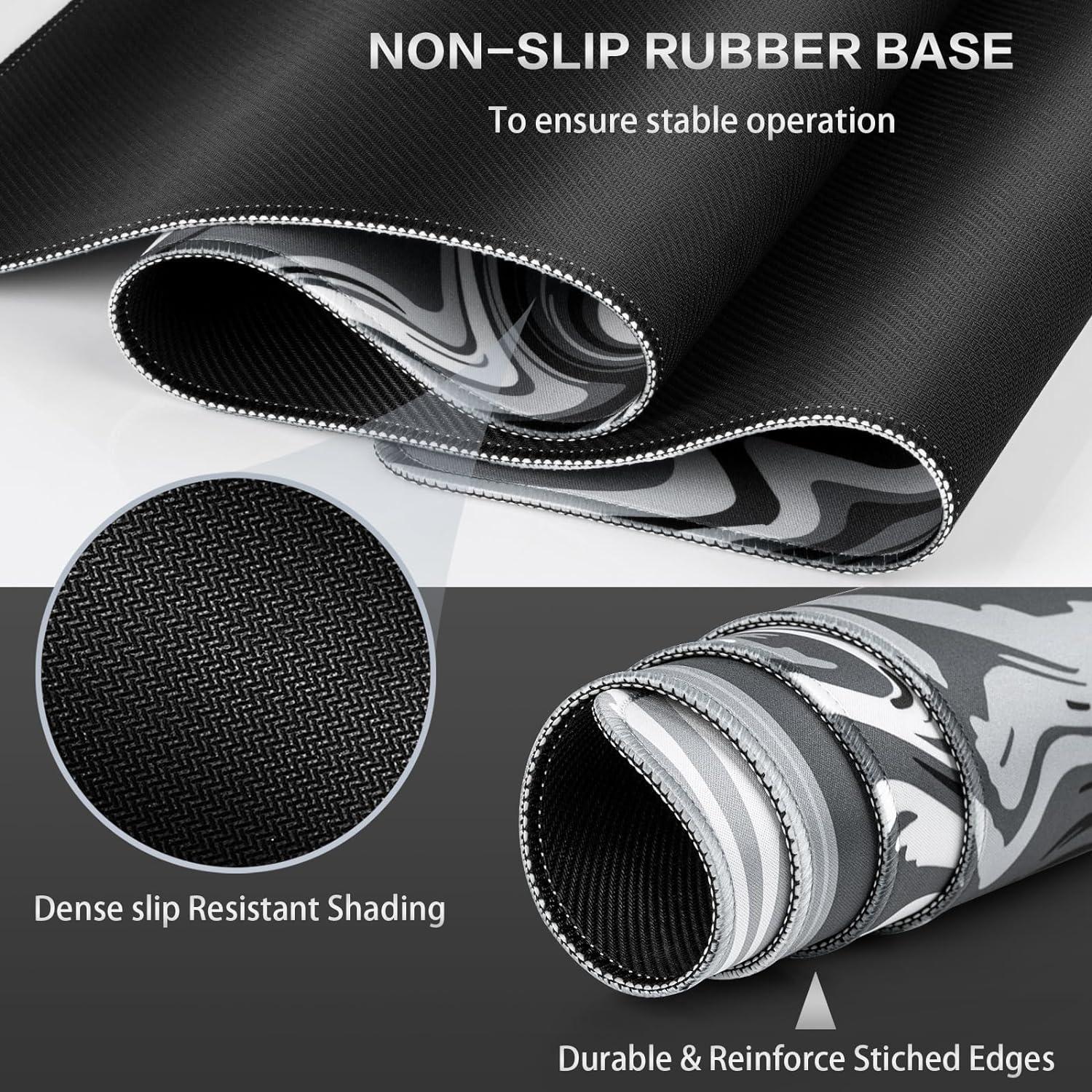 Abetcabe Gaming Mousepad XL 800x300mm Schwarz-Grau Fluid-Kunstdruck