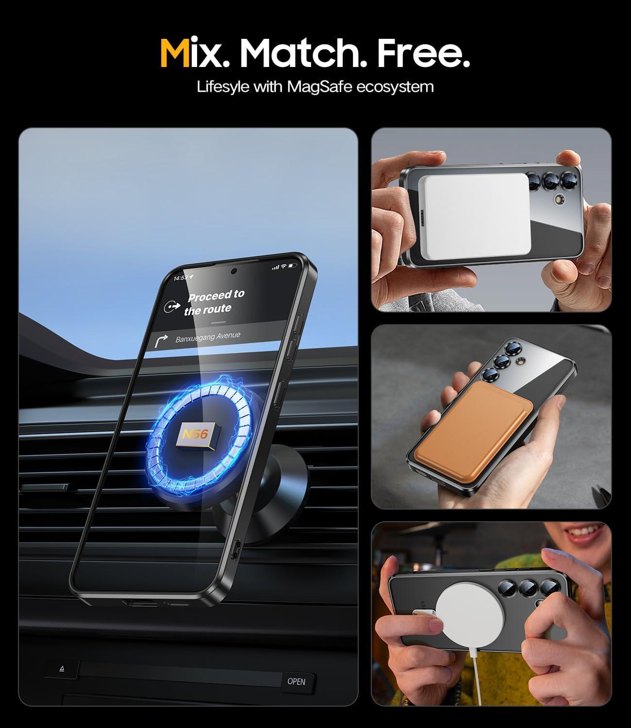 JUESHITUO Samsung Galaxy S24 Hülle MagSafe N56 Magnete Schwarz