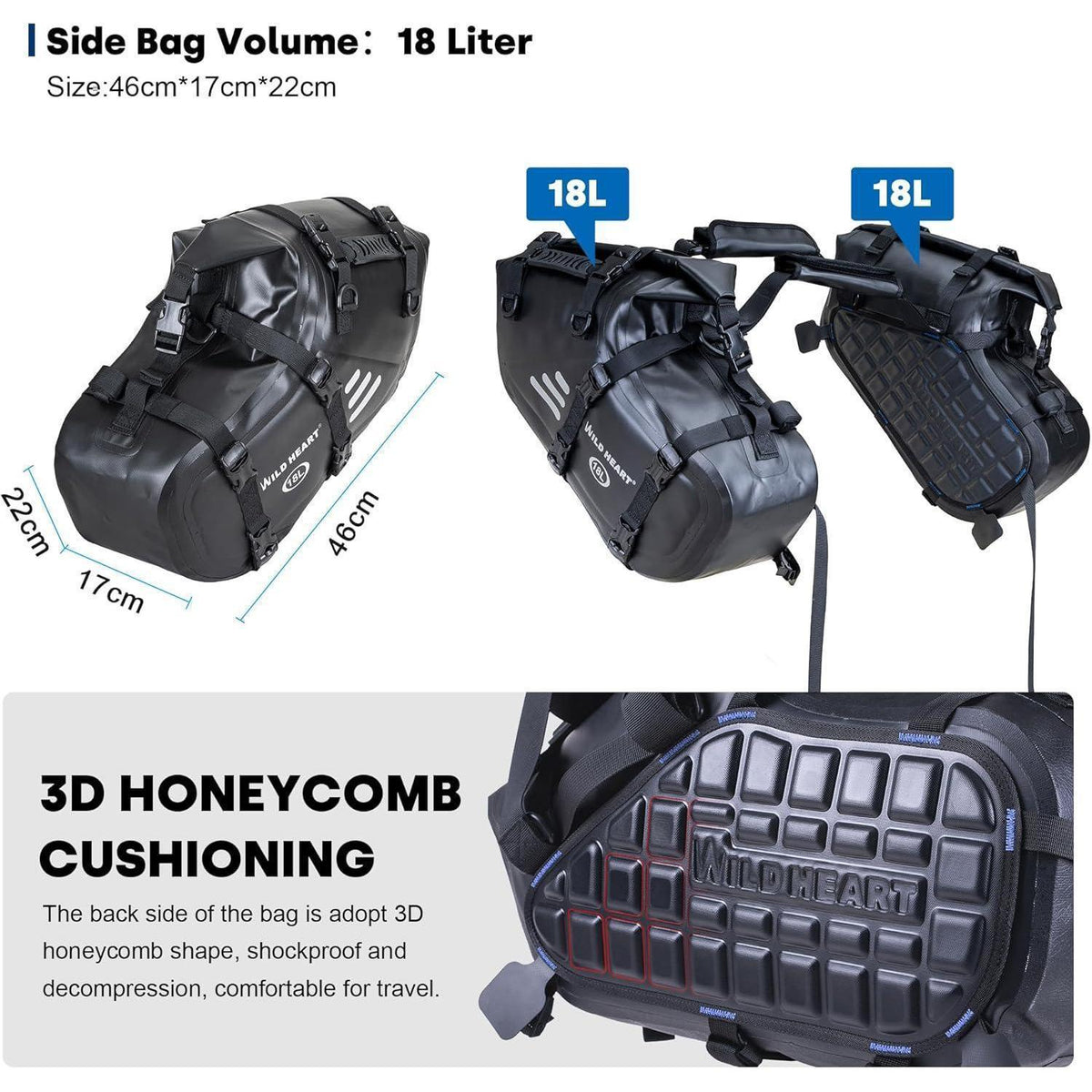 Wasserdichte Motorrad-Satteltasche 36L – Seitengepäcktasche