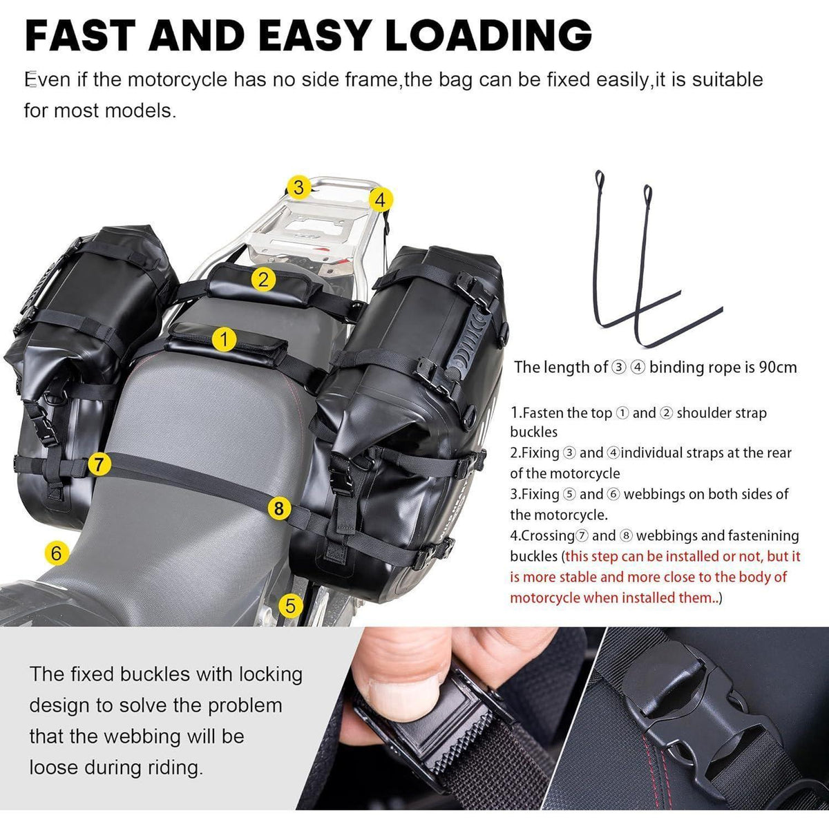 Wasserdichte Motorrad-Satteltasche 36L – Seitengepäcktasche
