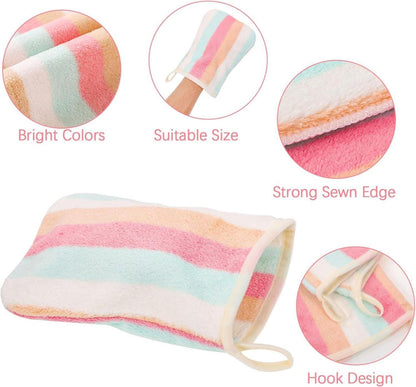 PHOGARY Waschlappen-Set aus Korallenfleece - Gästehandtücher, 6er-Pack, Regenbogenstreifen