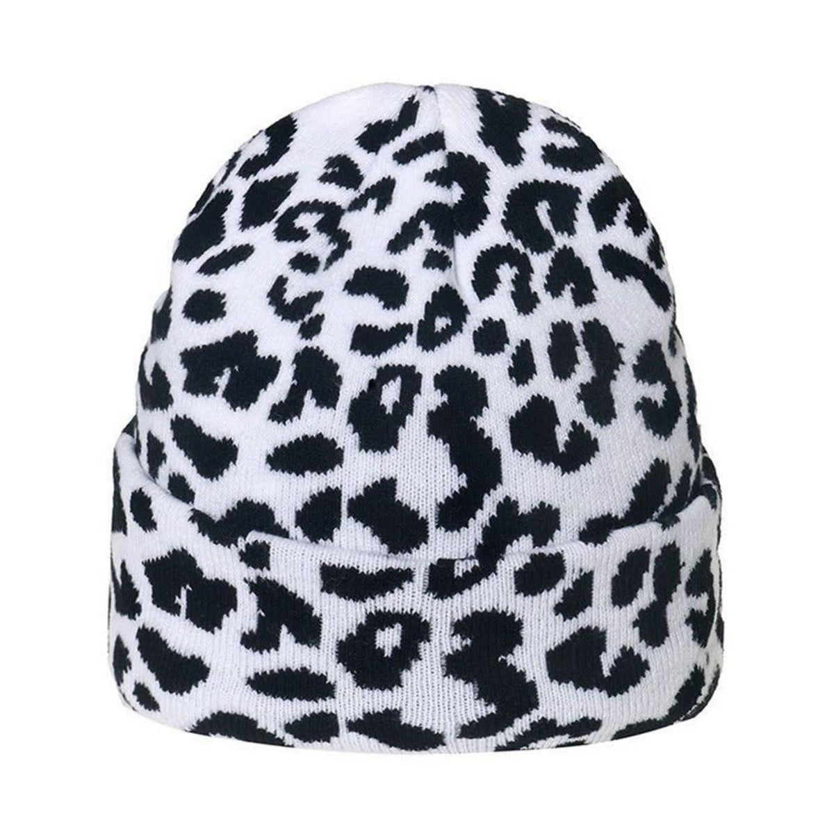 Wintermütze Damen Herren Leopardenmuster Strickmütze Grün