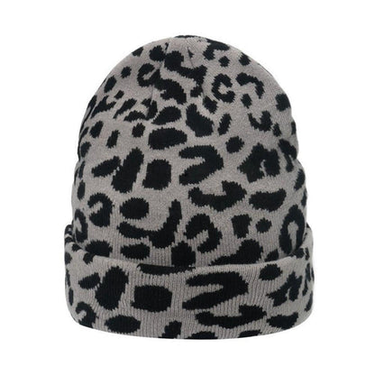 Wintermütze Damen Herren Leopardenmuster Strickmütze Grün