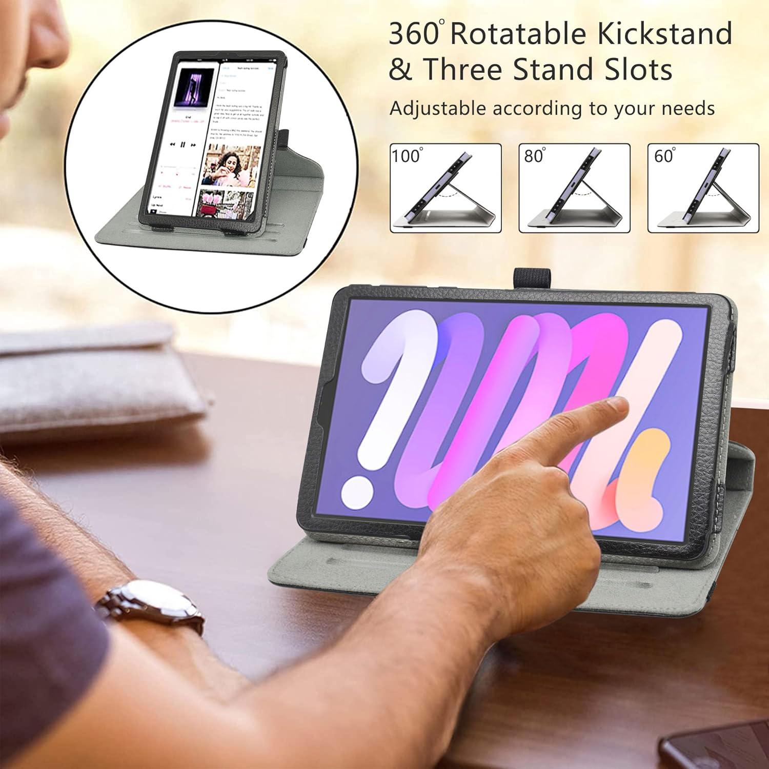 LiuShan Rotating Hülle für DOOGEE T20 Mini Schwarz 360° Standfunktion Tablet 8.4 Zoll