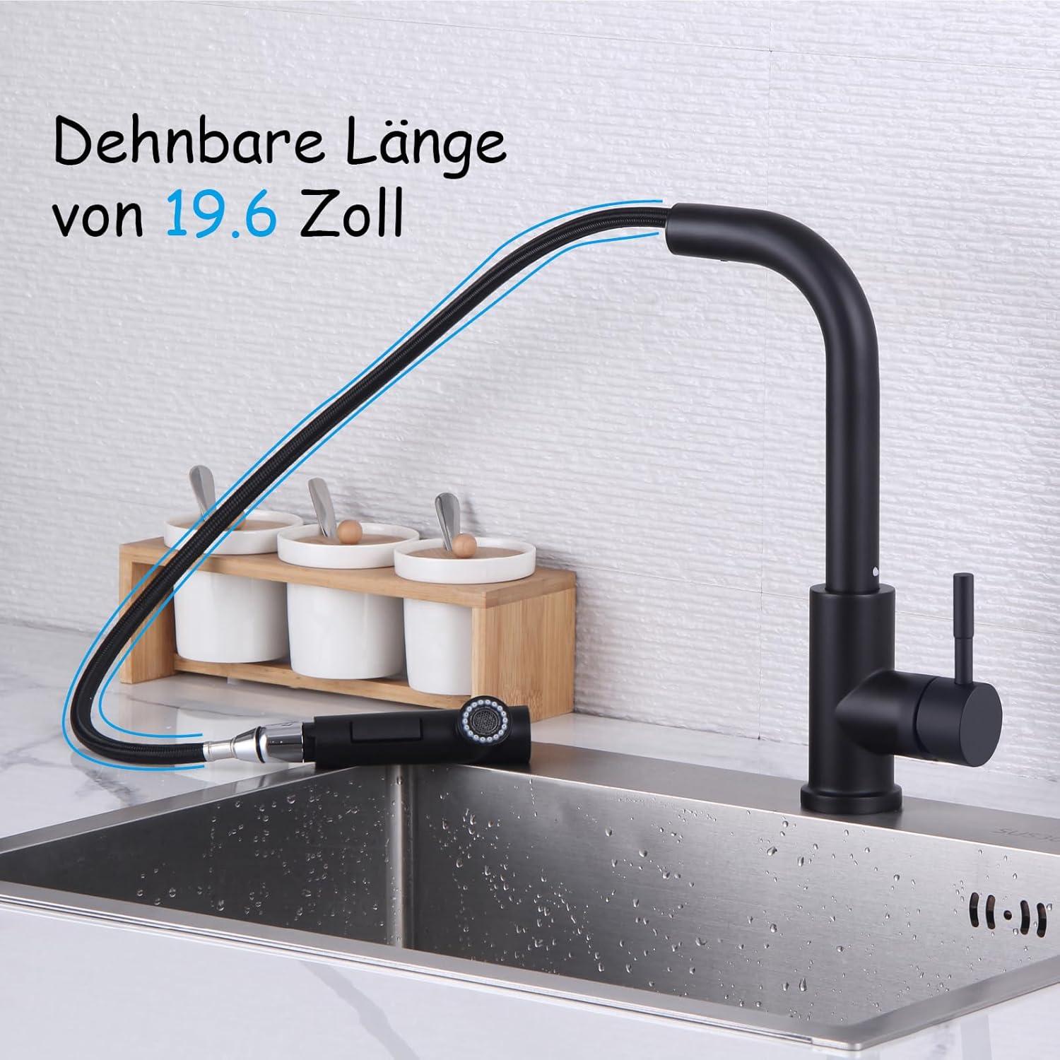 Küchenarmatur Hochwertiger Edelstahl 304 Matt-schwarz