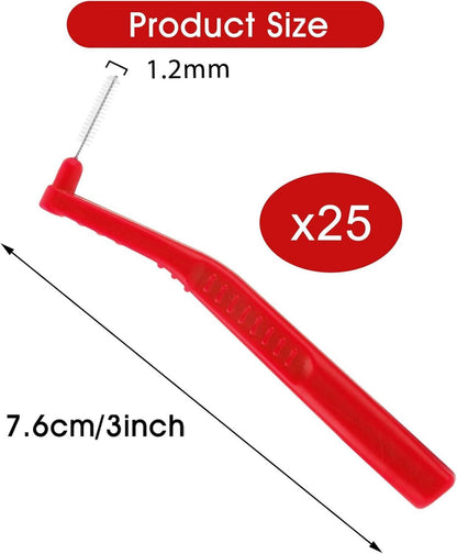 25 Interdentalbürsten 1,2 mm L-Form Zahnzwischenraumbürsten Rot