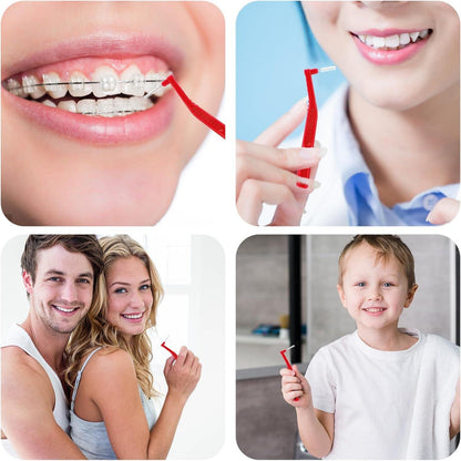 25x Interdentalbürsten 1,2mm L-Form Zahnreinigung Mundpflege Rot