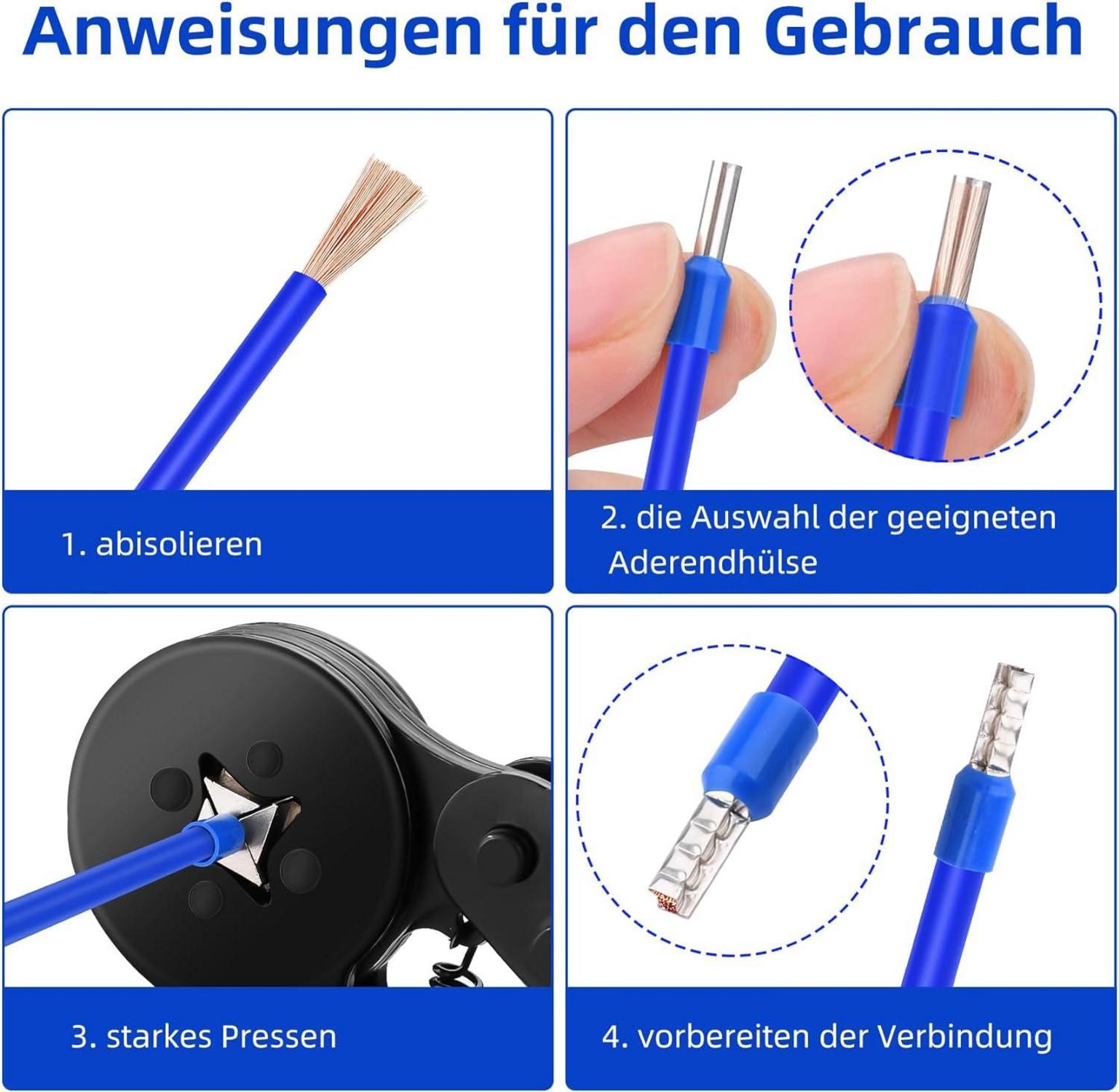 Aderendhülsen Crimpzangensatz mit 1800 Aderendhülsen, Ratschenzange