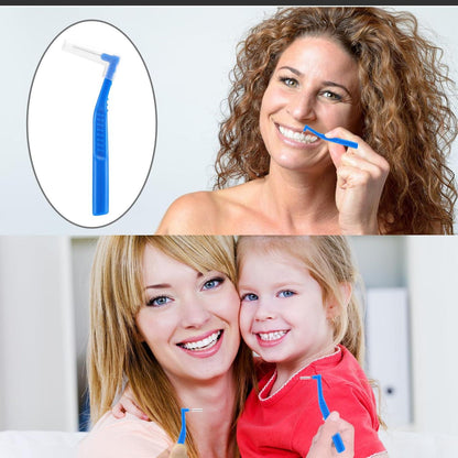 Interdentalbürsten 25 Stück 0,7 mm L-Form Blau Zahnreinigung