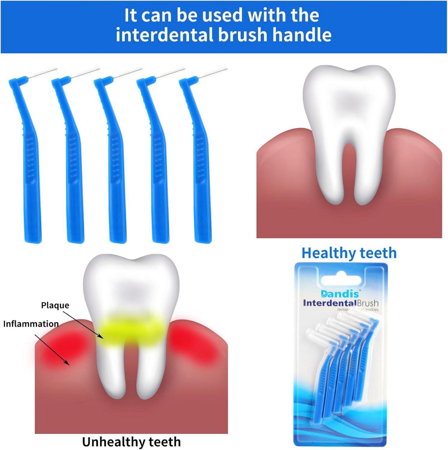 25 Stück Interdentalbürsten 0,7mm L-Förmig Zahnzwischenraumbürsten Blau