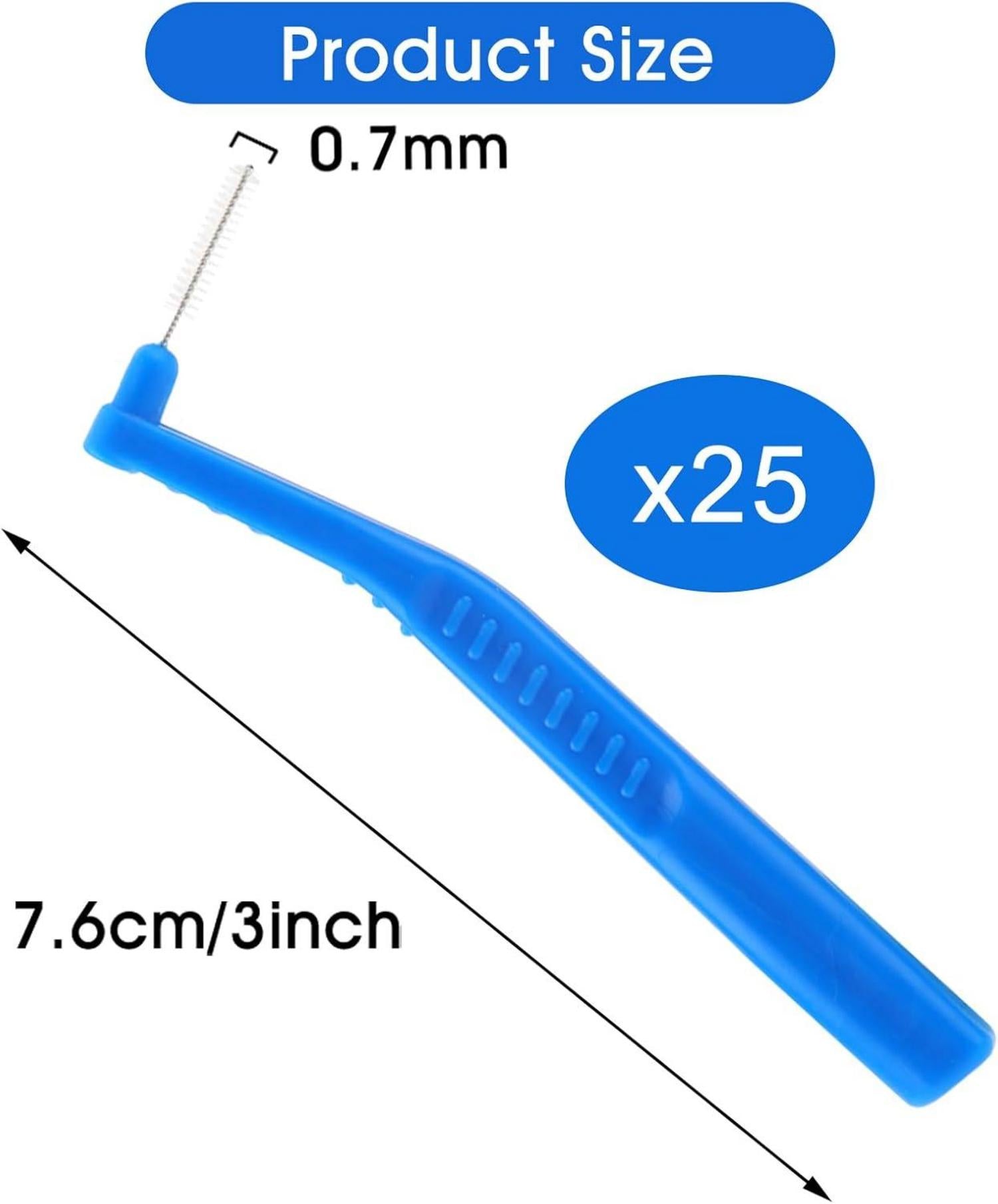 25 Stück Interdentalbürsten 0,7mm L-Förmige Zahnzwischenraumbürsten