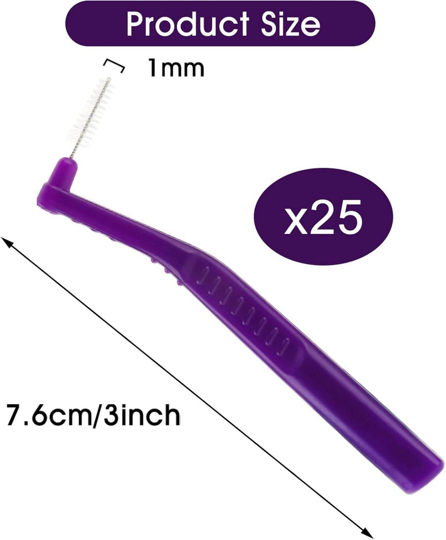 25 Stück 1mm L-Förmige Interdentalbürsten Plastik rutschfester Griff