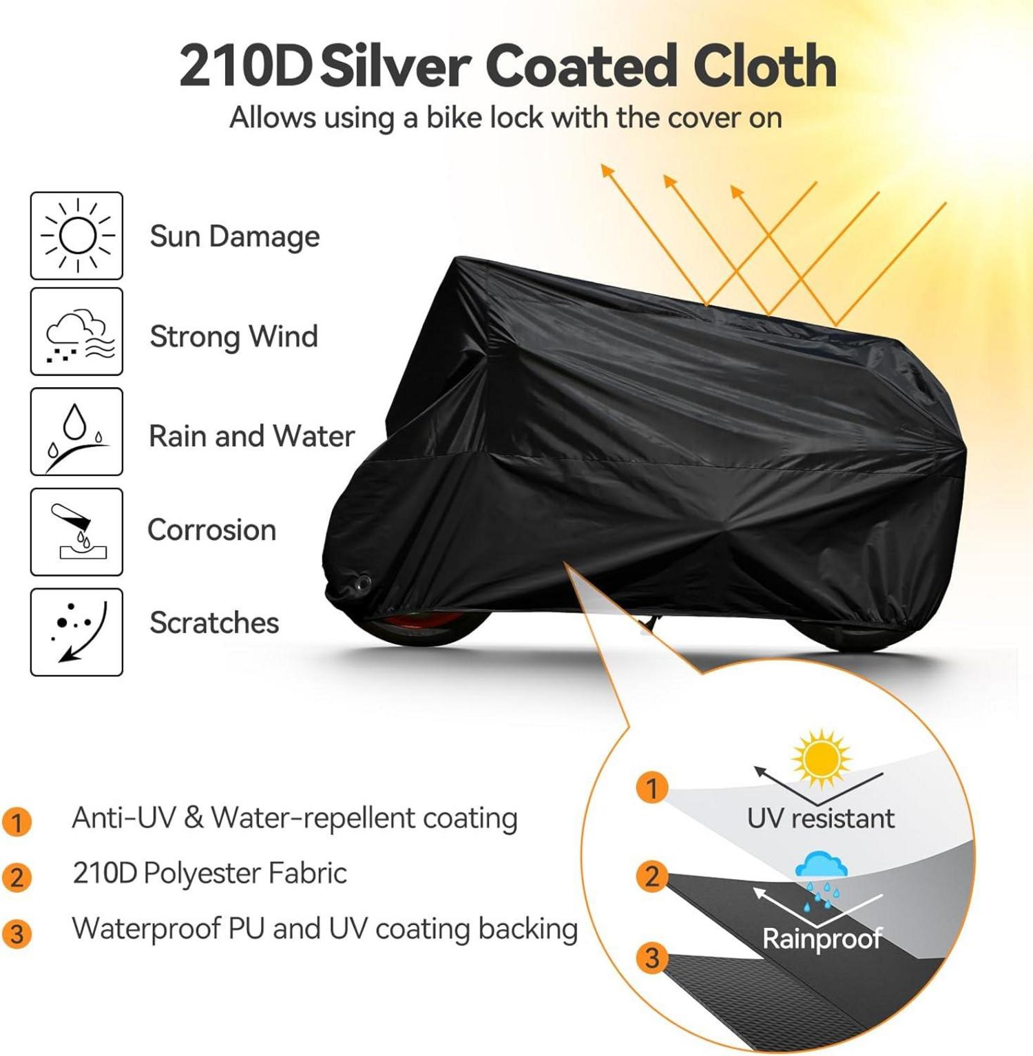 Fahrradabdeckung 2-3 Fahrräder wasserdicht Oxford 220 x 110 x 95 cm Schwarz