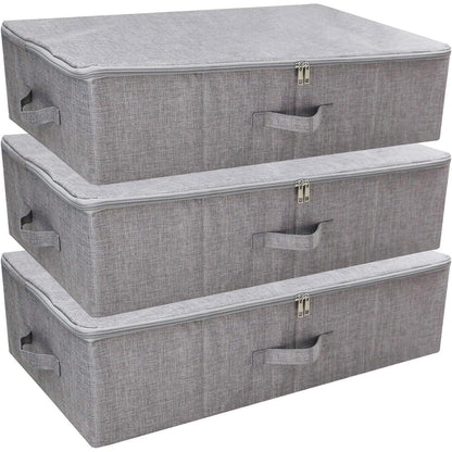 Faltbare Aufbewahrungsboxen unter dem Bett, staubdicht, 3 Stück, Dunkelgrau
