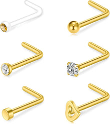 Nasenpiercing Set 20G Chirurgenstahl Kristall Silber Gold