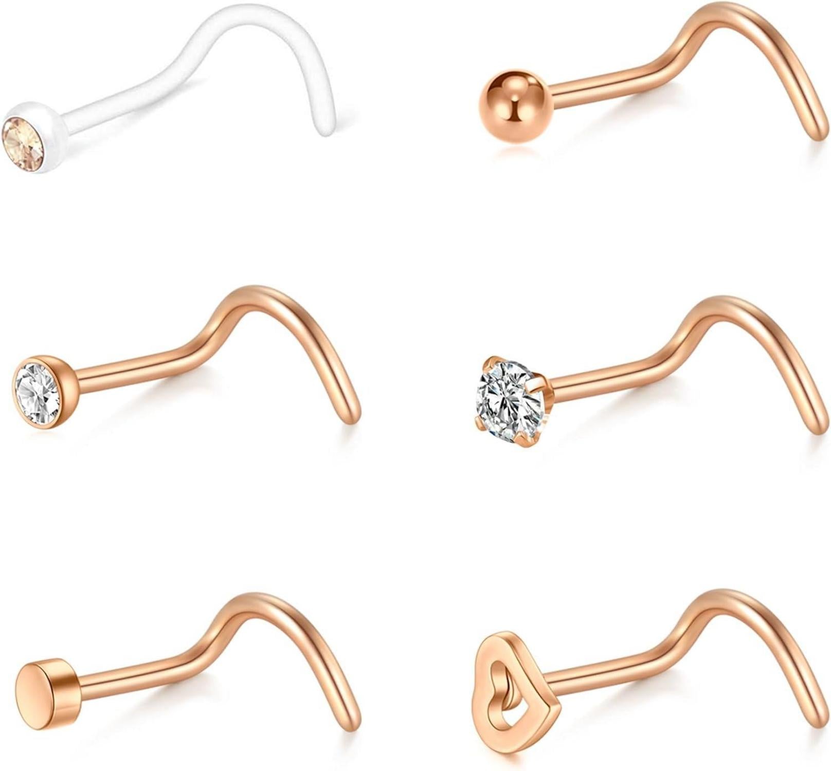 Nasenpiercing Set 20G 18G Chirurgenstahl Kristall Silber Gold