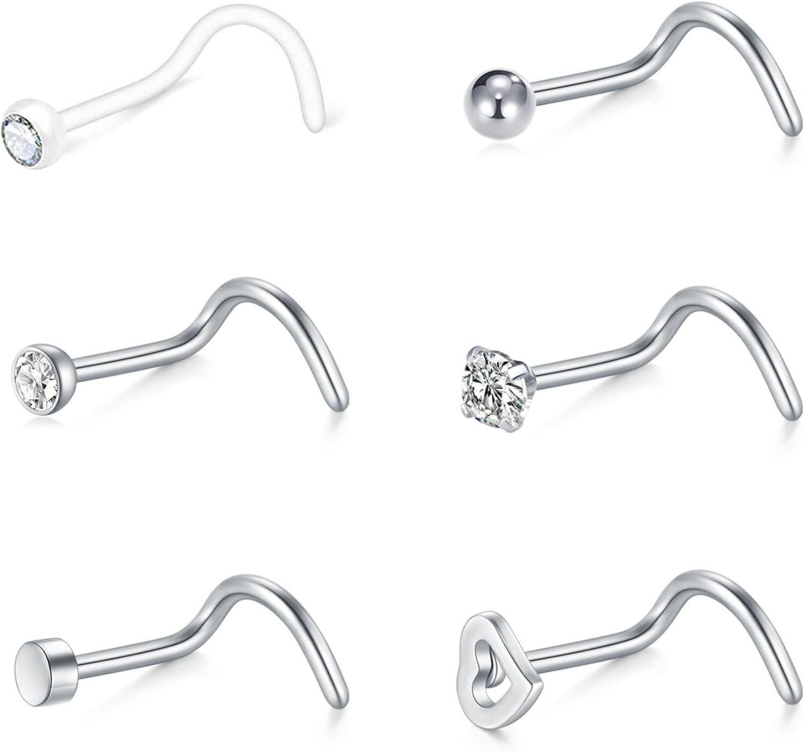 Nasenpiercing Set Kristall Gold Silber 20G 18G 8 Stück